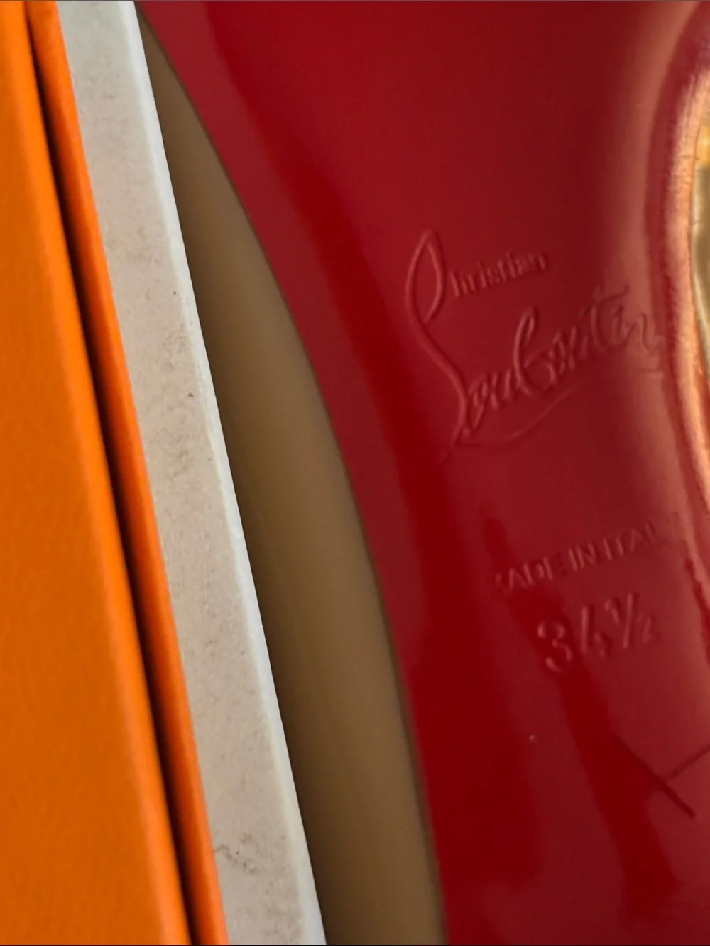 Christian Louboutin Tan Patent Mary Jane Heels